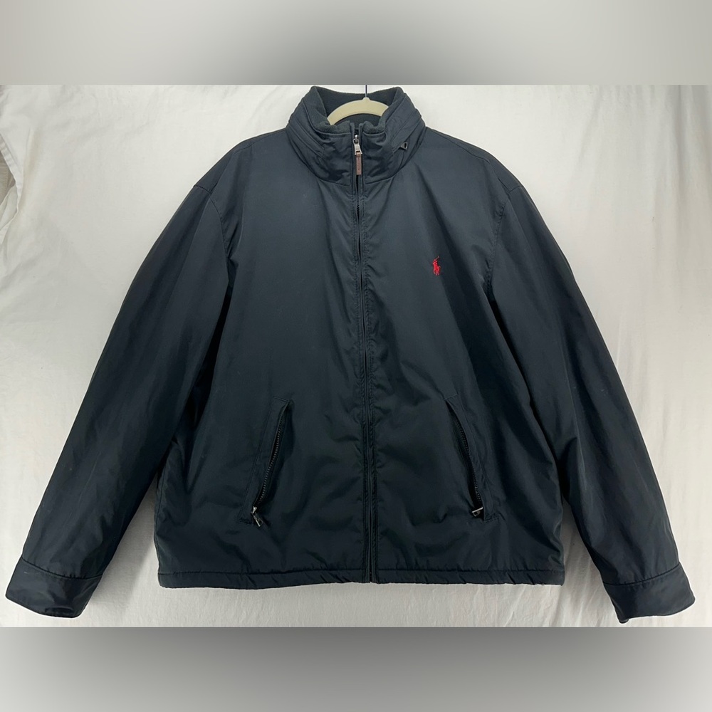 Polo Ralph Lauren Fleece‎ Lined Field Soft Shell Jacket Black Red Pony XL - Flaw